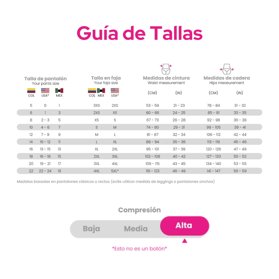 Guía de tallas - C-4053 - Cinturilla con espalda cubierta