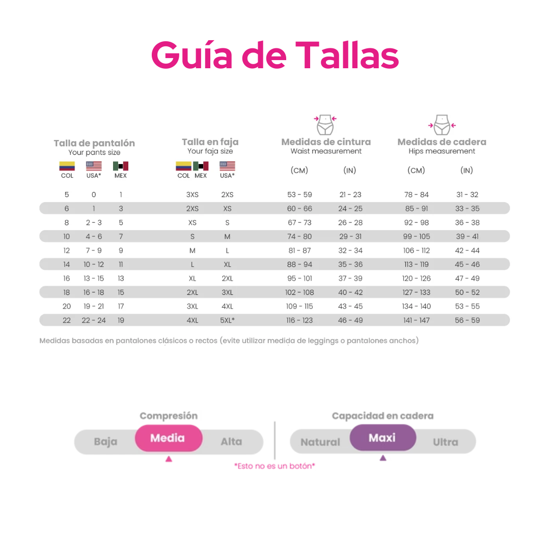 Guía de tallas - F-00466 - Faja Corta Strapless 4 Niveles
