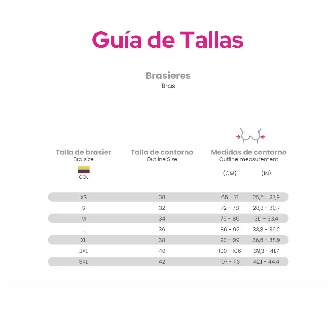 Guía de tallas - BPM-04209 - Brasier para prótesis