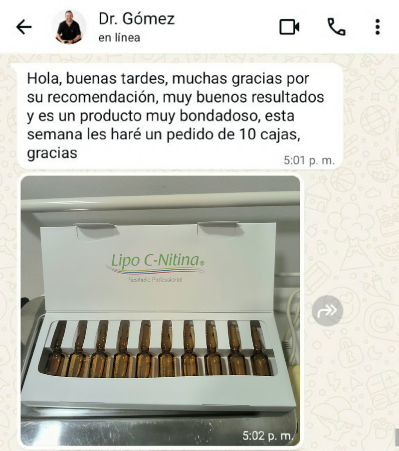 Testimonio de cliente LIPO C-NITINA 10 VIALES × 5 ML